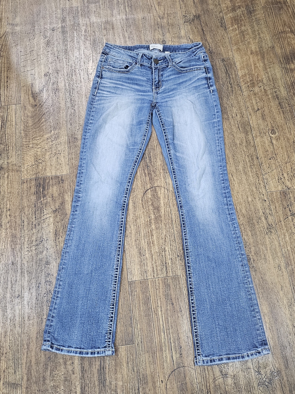 BKE Denim Stella Bootcut Blue Jeans Women Size 28 Long Thick Stitch Y2K Style